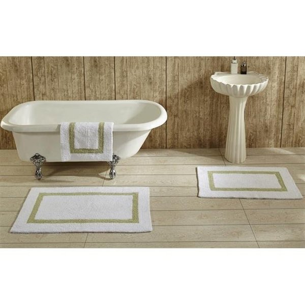 Better Trends Better Trends BAHO2440WHSA Hotel Collection Bathrug; White & Sage - 24 x 40 in. Set of 2 BAHO2440WHSA